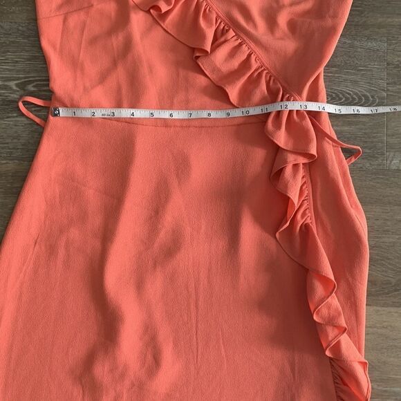 1. State ruffle trim coral colored sleeveless dress sz 4 small - Picture 8 of 12